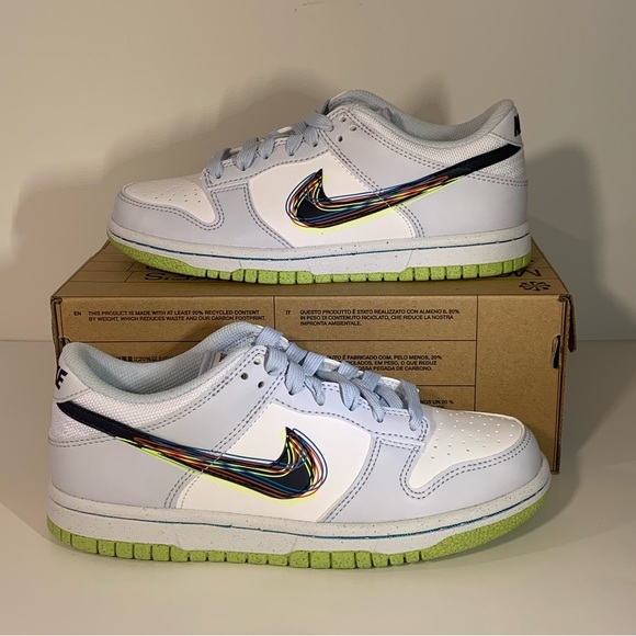 [NEW] NIKE DUNK LOW 3D SWOOSH GREY GRADE SCHOOL SHOES SIZE 4.5Y YOUTH SNEAKERS - Picture 7 of 12